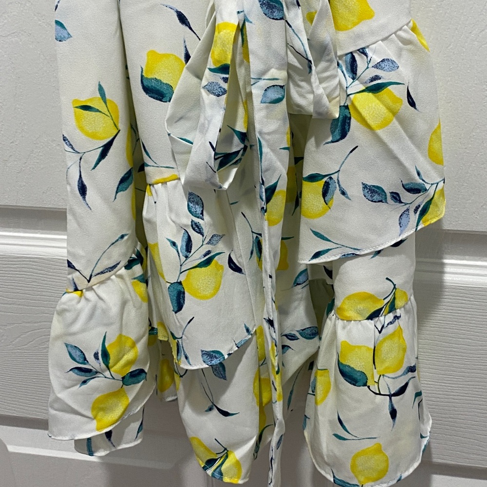 Banana Republic lemon print ruffle dress. - Picture 4 of 9